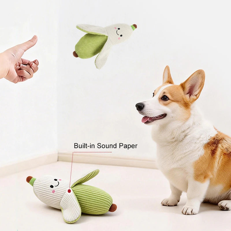 Plush Pet Dog Toy Cute Banana Shape Dog Squeak Toys Interactive Puppy Toys for Small Medium Dogs Bite Resistant Dog Toy