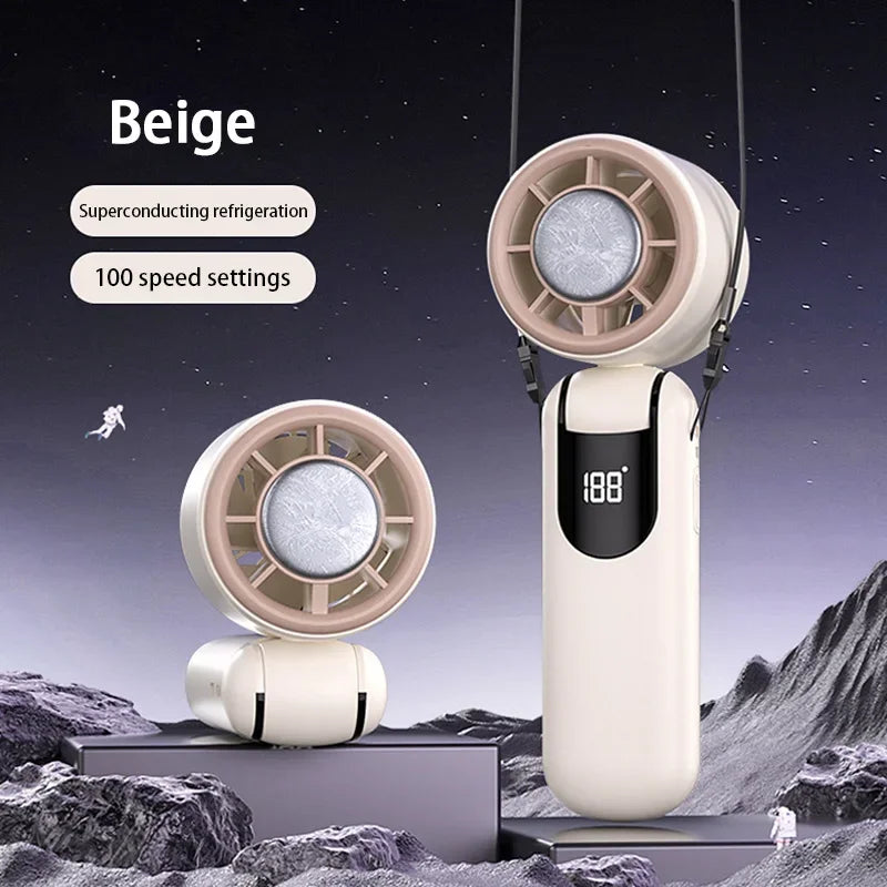 Lenovo Draagbare Handventilator Hoge Snelheid Turbo Krachtige Ventilator Draagbaar Opvouwbaar Digitaal Display Ice Pack Koeling 16° Windventilator