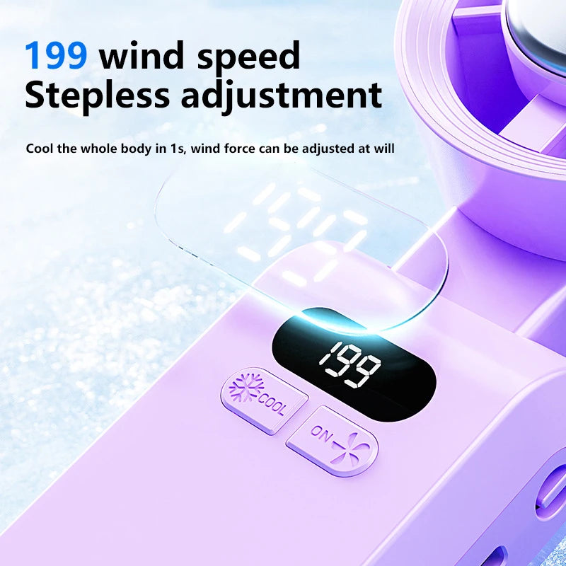 Lenovo halfgeleider-ijskoelingsventilator, 199 standen, hogesnelheidsventilator, draagbare handventilator, 4000 mAh, USB, draagbare nekventilator voor buiten