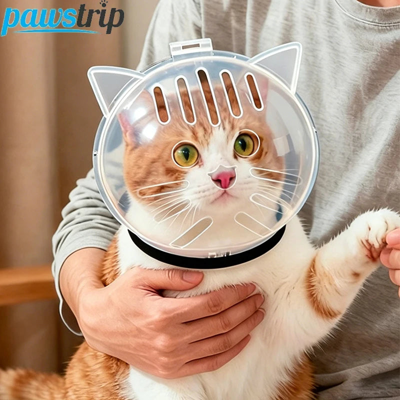 Transparent Cat Headgear Anti-Bite Pet Grooming Cover for Cats Breathable Kitten Grooming Helmet Cat Accessories