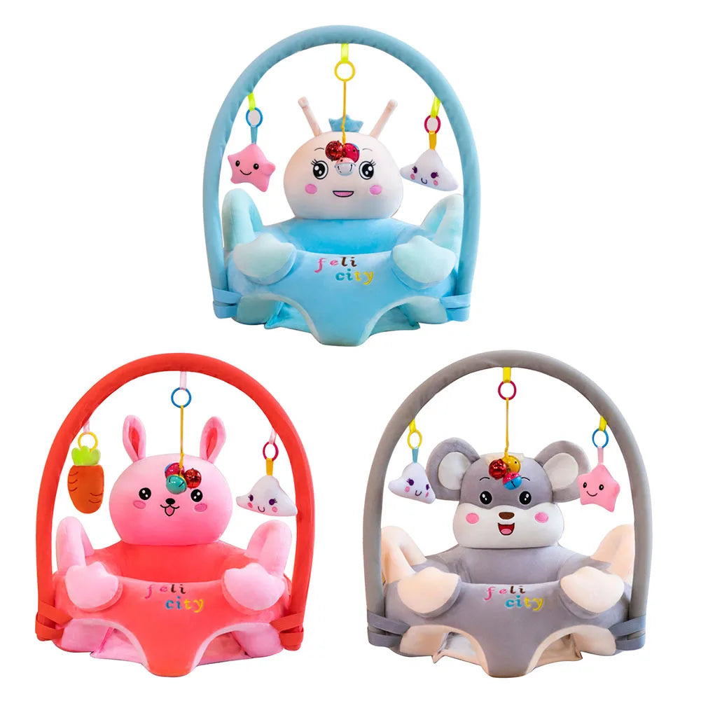 Cartoon Animal Baby Sofa Support Seat Cover Plush Learning To Sit Cradle Nest