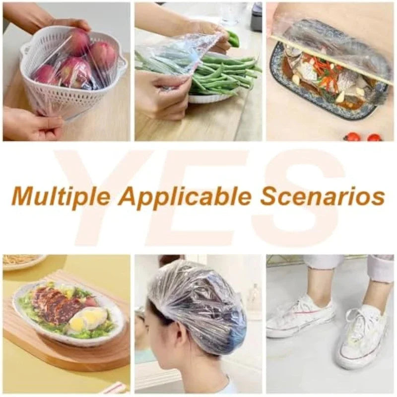 Elastic Food Freshness Packaging-Stretchable,Transparent Plate Cover,for Kitchen,Home,Restaurant,Picnic,Dustproof Reusable