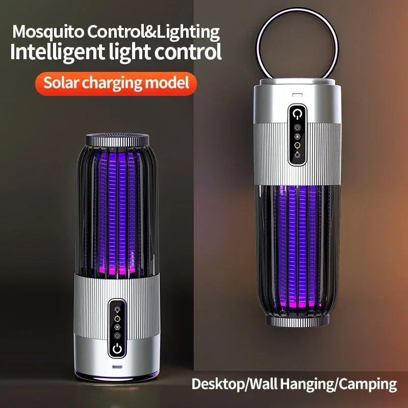 Lampe anti-moustiques Lenovo 2-en-1 rechargeable solaire/USB, destructeur d'insectes électrique portable pour camping en extérieur et maison, choc 4000V 2026