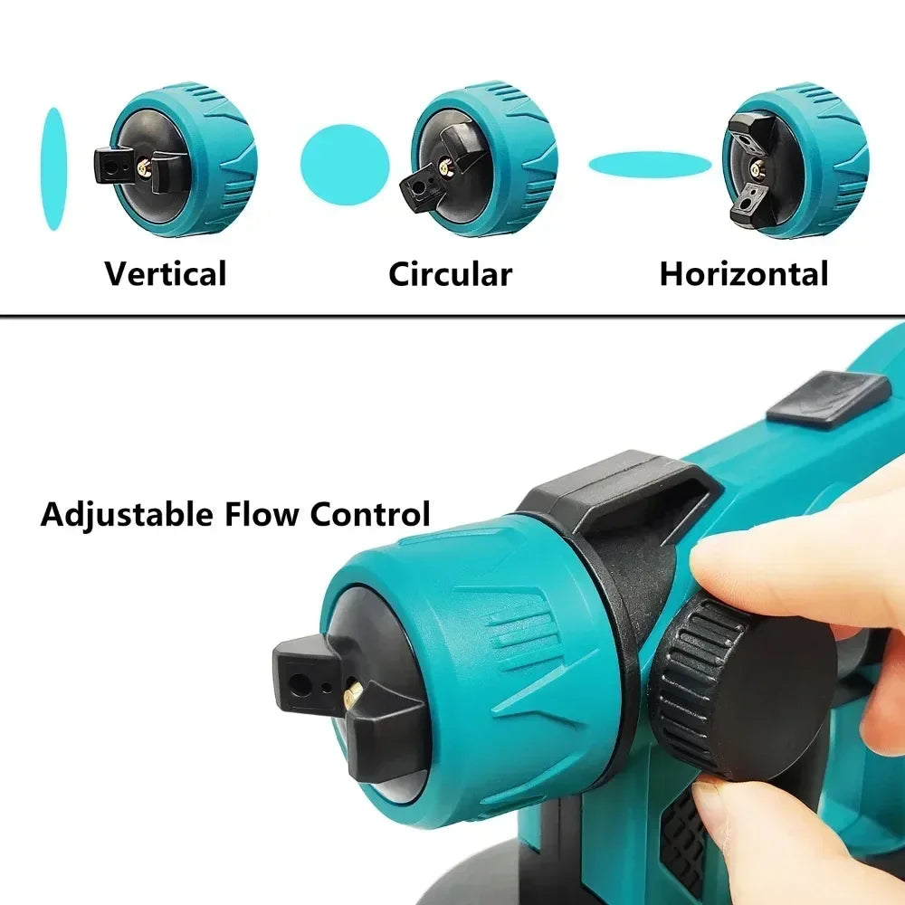 Electric Spray Gun Cordless Paint Sprayer for Auto Furniture Steel Coating - Cordless Electric Spray Gun Compatible with Makita 18V Battery (No Battery Included) - Quality Shopping Centre