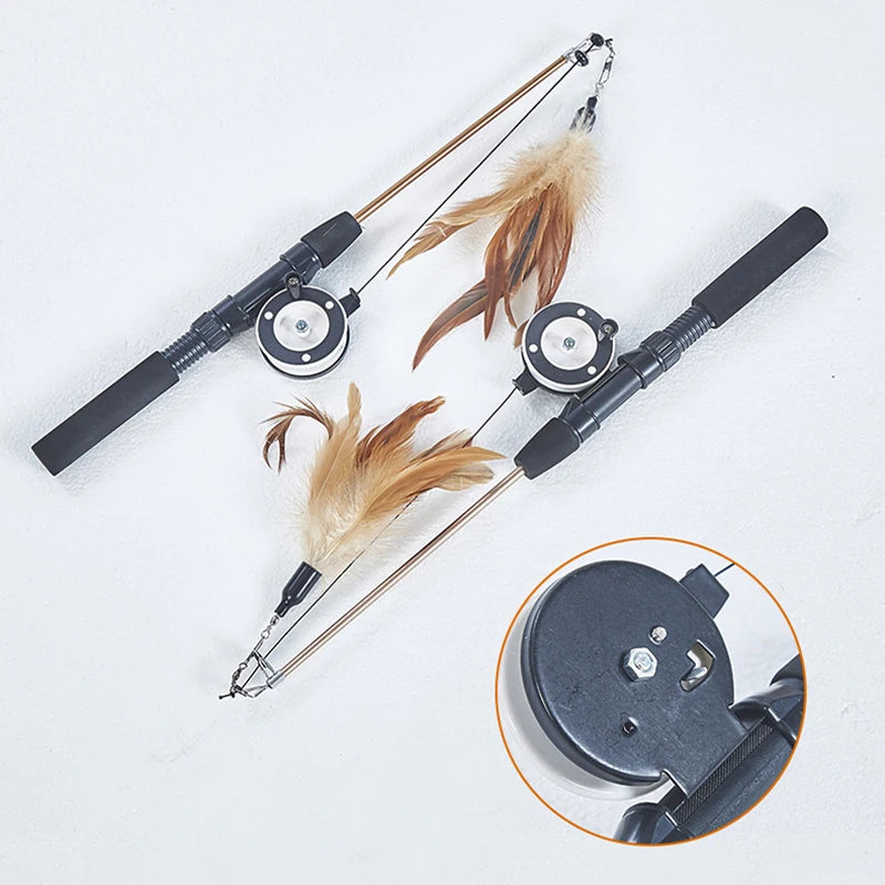 Retractable Cat Teaser Wand Toy Telescopic Cat Stick Toys Funny Interactive Kitten Feather Toy Pet Boredom Relief Toys