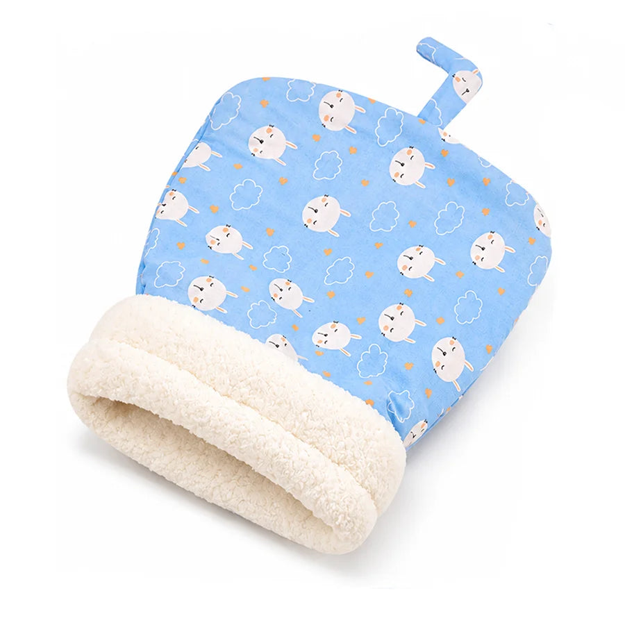 Cat Bed with Soft Fuzzy Lining Semi-Enclosed Winter Cave for Cats Small Dogs Semi-Enclosed Winter Sleeping Kitten Bed
