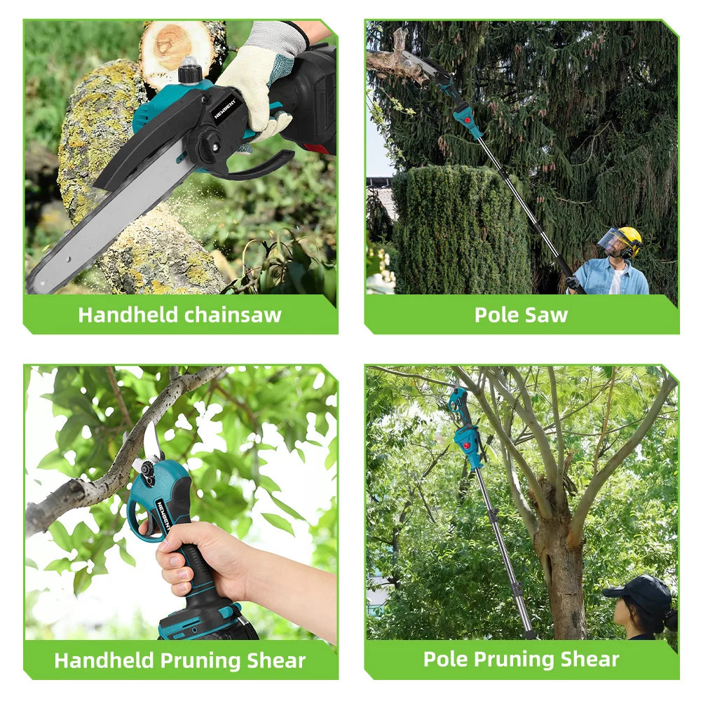 NEWBENY Brushless Electric Chainsaw Telescoping Pole 4IN1 High Branch Saw Woodworking Pruning Power Tool For 21V 18V  Battery Pin