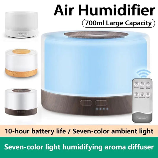 700ml Large Capacity Wood Grain Aromatherapy Humidifier Intelligent  Fog Aromatherapy Diffuser Colorful Night Light Air Purifie