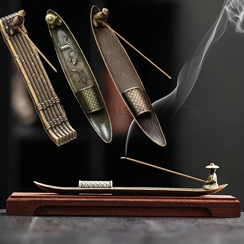 Creative Incense Holder Boat Fishing Men Insence Burner Japanese Style Incense Stick Burners Aromatherapy Ornament Home Decor