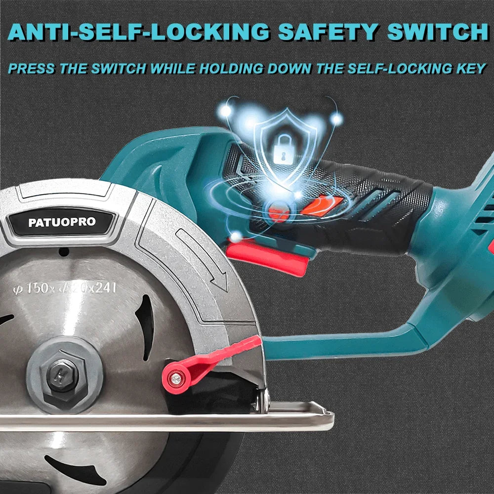 150mm Borstelloze Elektrische Cirkelzaag 6-Inch Snoerloze Handbediende Verstelbare Elektrische Zaag Houtsnijmachine voor Makita 18V Accu