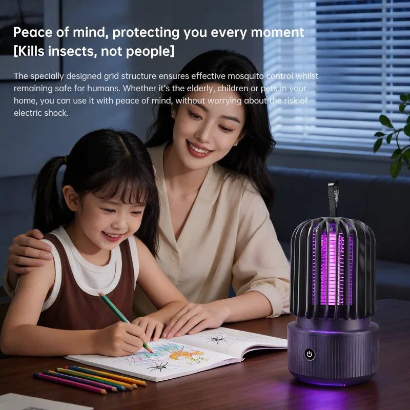 Lenovo New Mosquito Killer Lamp Blue UV Light Attract Electric Shock 2-in-1 Bug Zapper 1200mAh Rechargeable For Patio Travel New