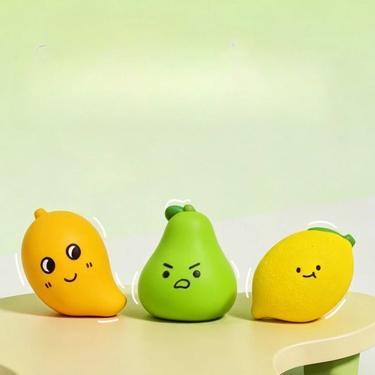 Pet Latex Toy Lemon, Mango, Pear - Dog Chew Toy, Bite-Resistant, Squeaky, for Puppies Small Dogs, Teething Cleaning