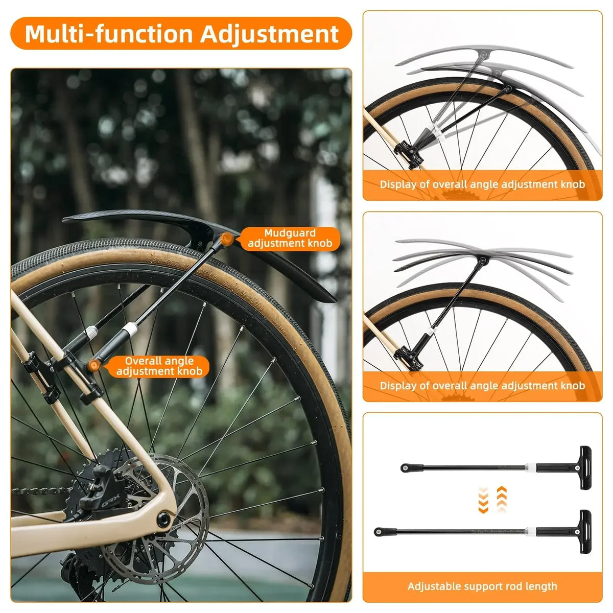 Universal Road Cycling Bicycle Mudguard Easy Install PP Fender - Front & Rear Protector Accessory for Bicycles