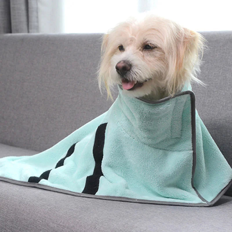 Quick-Drying Dog Bathrobe Absorbent Pet Bath Towel for Small Medium Dogs Cats Dog Accessories Pet Bathing Supplies