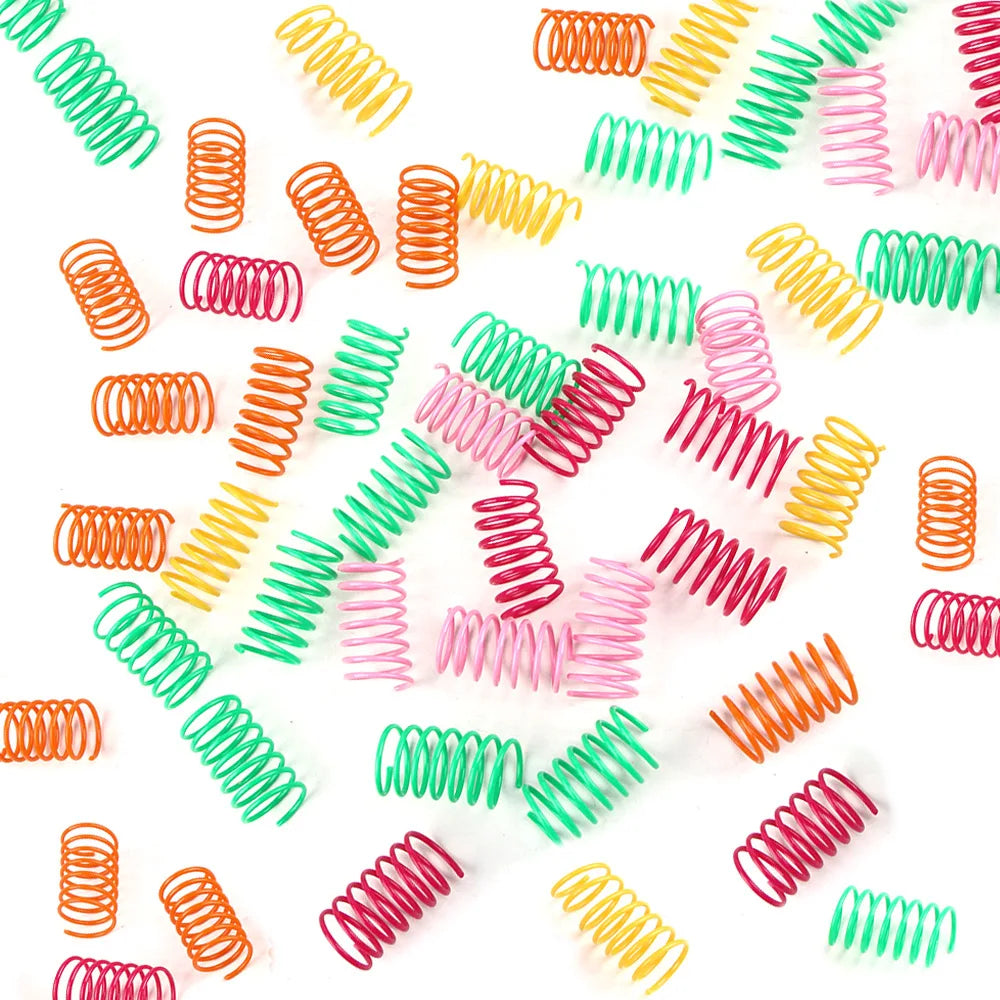 50PCs Interactive Cat Toy Cat Spring Toys for Cats Kitten Cat Funny Toys Colorful Coil Spiral Springs Cat Accessories