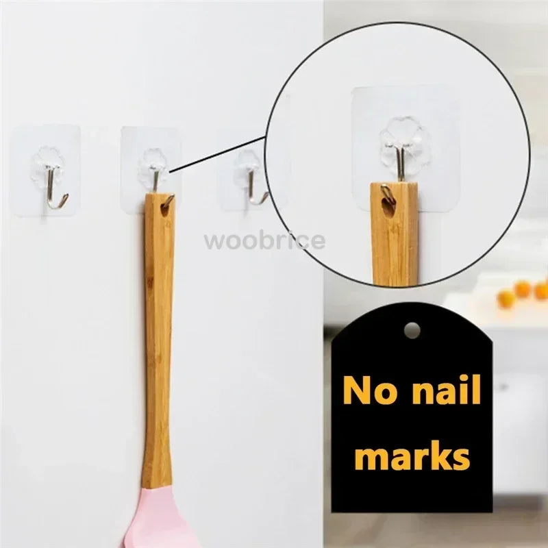 1-100Pcs Hooks Transparent Strong Self Adhesive Door Wall Hangers Hooks Suction Heavy Load Rack Cup Sucker for Kitchen Bathroom
