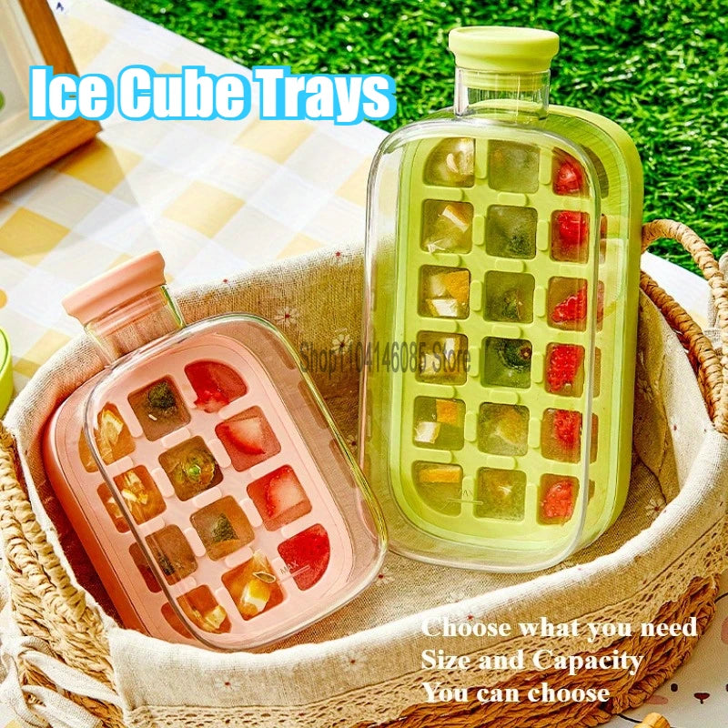 Ice Cube Tray With Straw Food-grade 2-in-1 Ice-make Pressing Mould Ice Drink Bottle Silicone Ice Cube Tray Outdoor Beverage Cup
