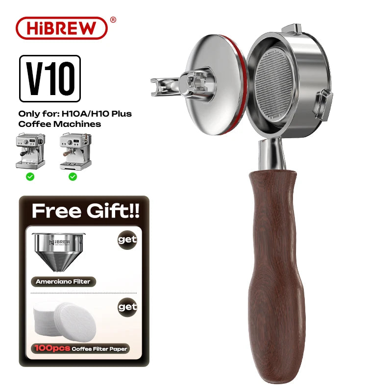 HiBREW 2 in 1 58MM 3 Ears Coffee Bottomless Portafilter For H7A H10A H10 Plus Espresso Machine Barista Tool Filter Papers