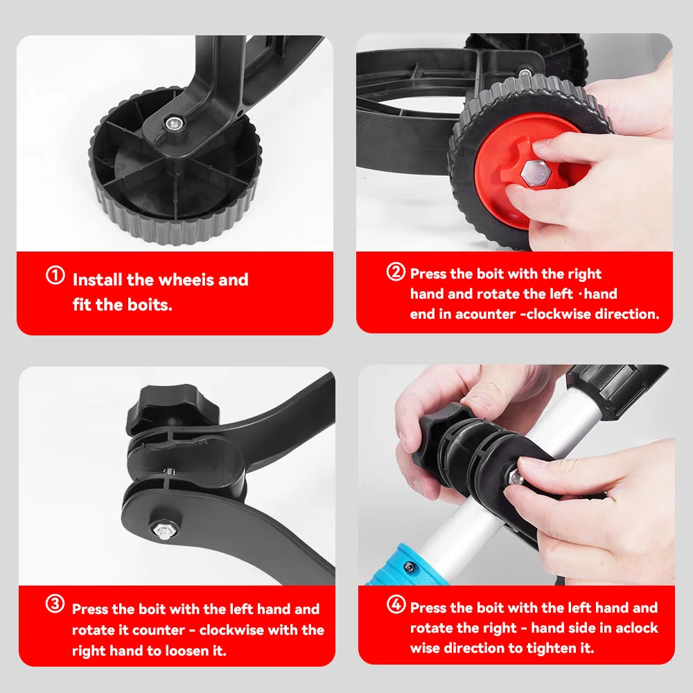34CM Steunwielen voor grastrimmer, ondersteuningswiel voor grastrimmer, universeel instelbare beschermkap, onderdelen voor grasmaaier