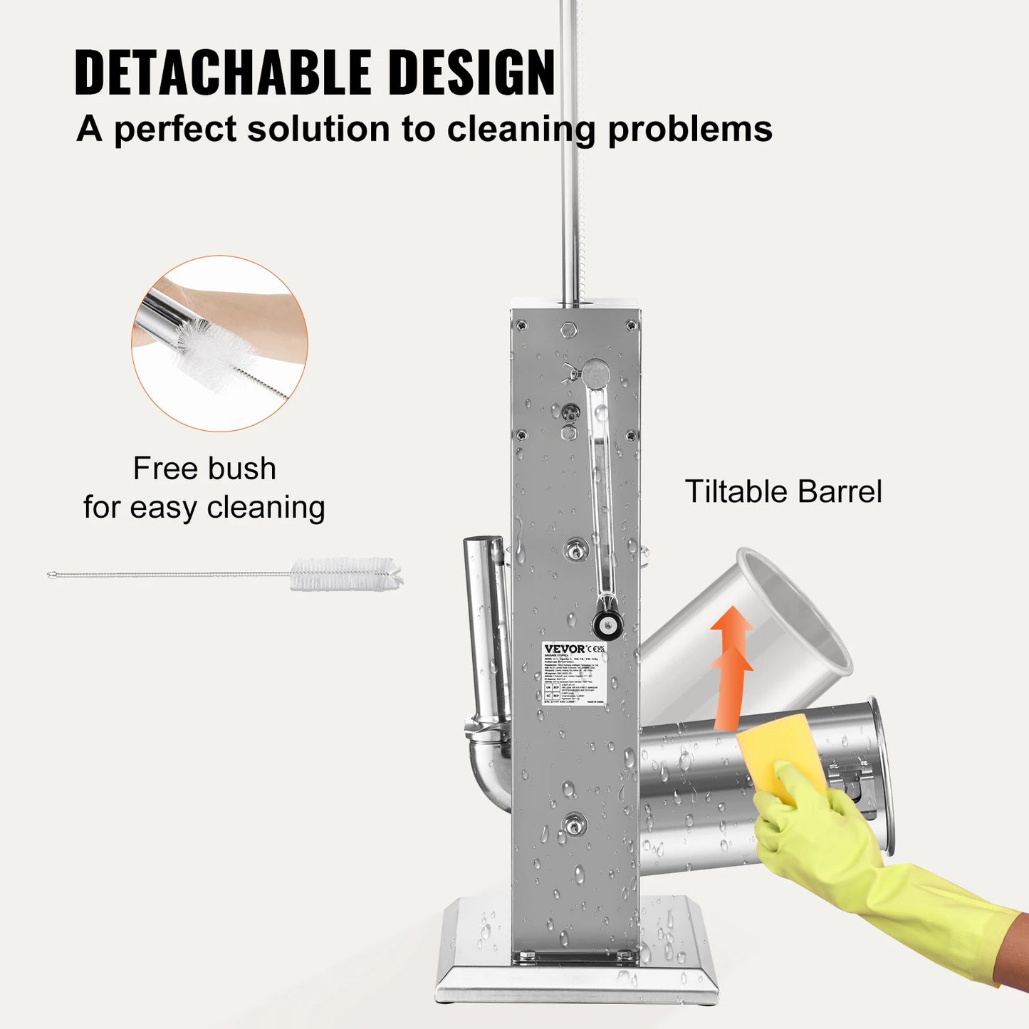 SucceBuy 3 5 7 L Manual Sausage Stuffer Stainless Steel Making Sausage Vertical Maker with 5 Filling Funnels for Home Commercia