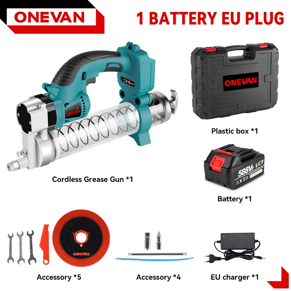 ONEVAN 69Mpa 10000PSL Electric Grease Gun Oil Injector Fat Machine Electric Grease Gun Hardware Tools For Makita 18V Battery Pin