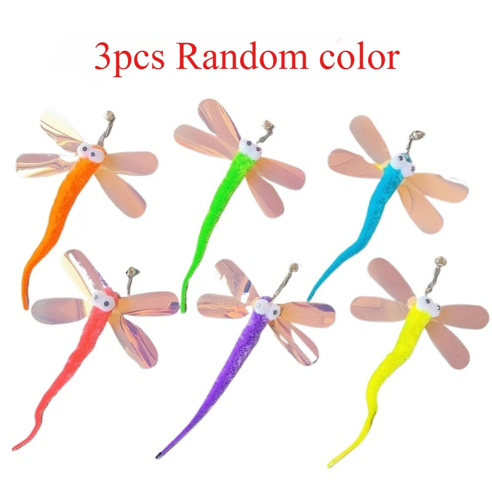 2pcs/3pcs Plush Dragonfly Cat Toy Training Imitate Cat Interactive Ball Faux Tail Pet Toy