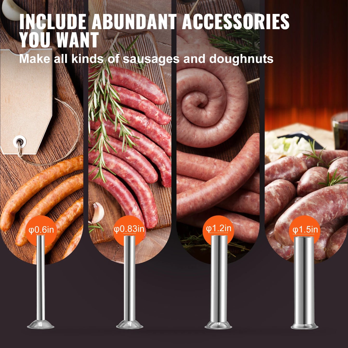 SucceBuy 3 5 7 L Manual Sausage Stuffer Stainless Steel Making Sausage Vertical Maker with 5 Filling Funnels for Home Commercia