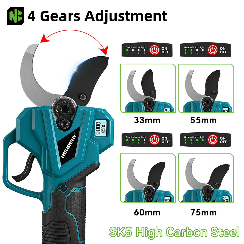 YOFIDRA 60MM Borstelloze Elektrische Schaar 4 Versnellingen Instelbare Snoeischaar Draadloos Elektrisch Gereedschap voor Makita Accu