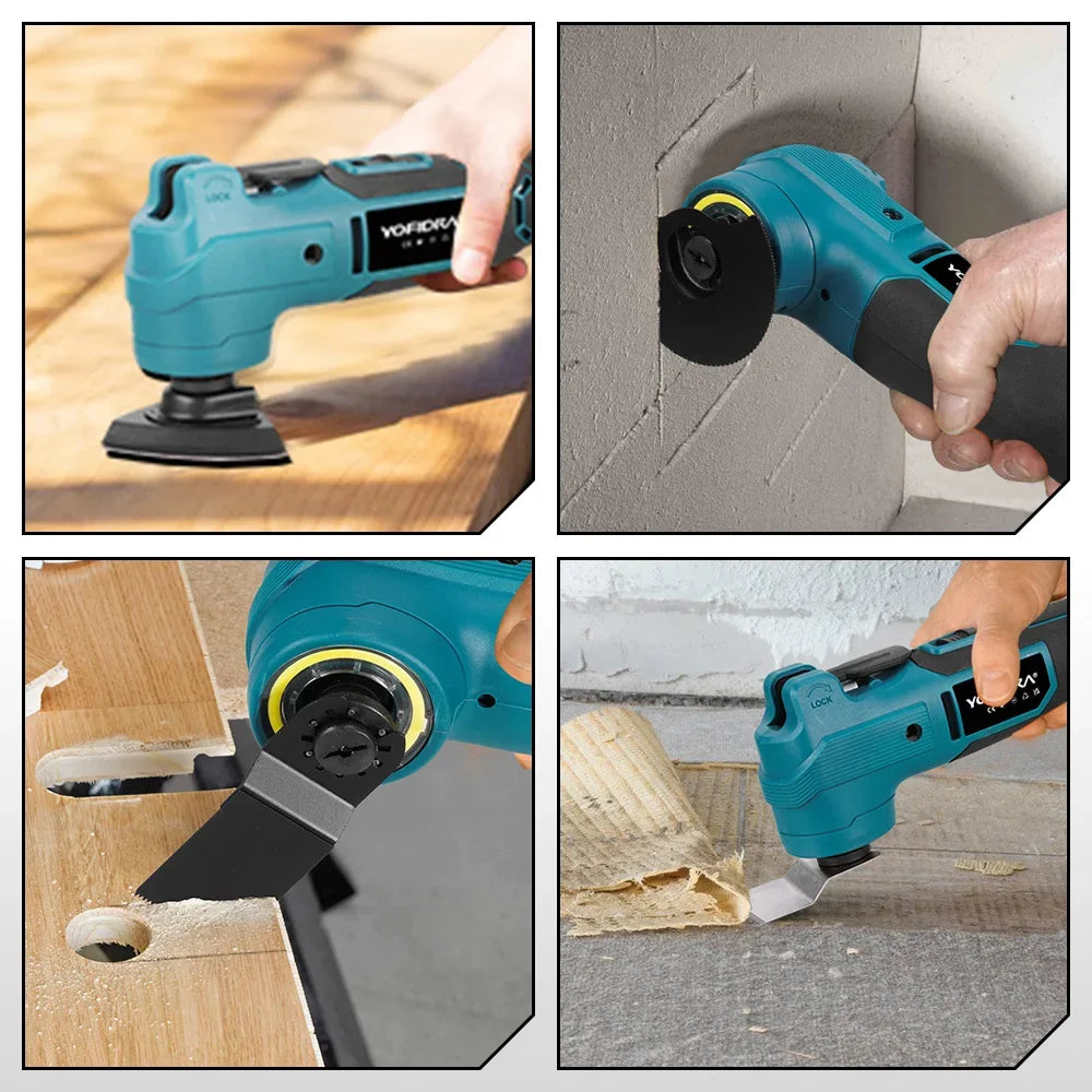 YOFIDRA 1000W Borstelloze Elektrische Oscillerende Multitool AI Snelheidsregeling Accu-gereedschap voor Houtbewerking Geschikt voor Makita Accu