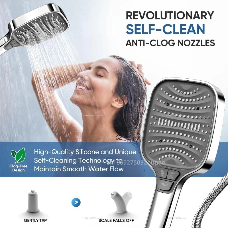 Adjustable High Power Filter Shower Head Set Bathroom Showerheads Large Water Saving Rainfall Shower Mixer Bathroom Accessory  "