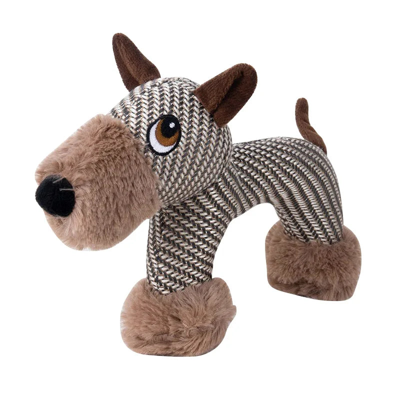 Plush Squeaky Dog Toy Bite Resistant Burlap Plush Animal Chew Toy Dog Elephant Monkey Interactive Fun Pet Toy for Dogs