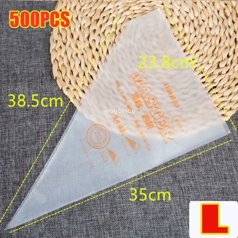 1-500pcs Disposable Pastry Bags Cake Cream Cookies Decoration Kitchen Icing Food Preparation Bags Cup Cake Piping Tools Baking
