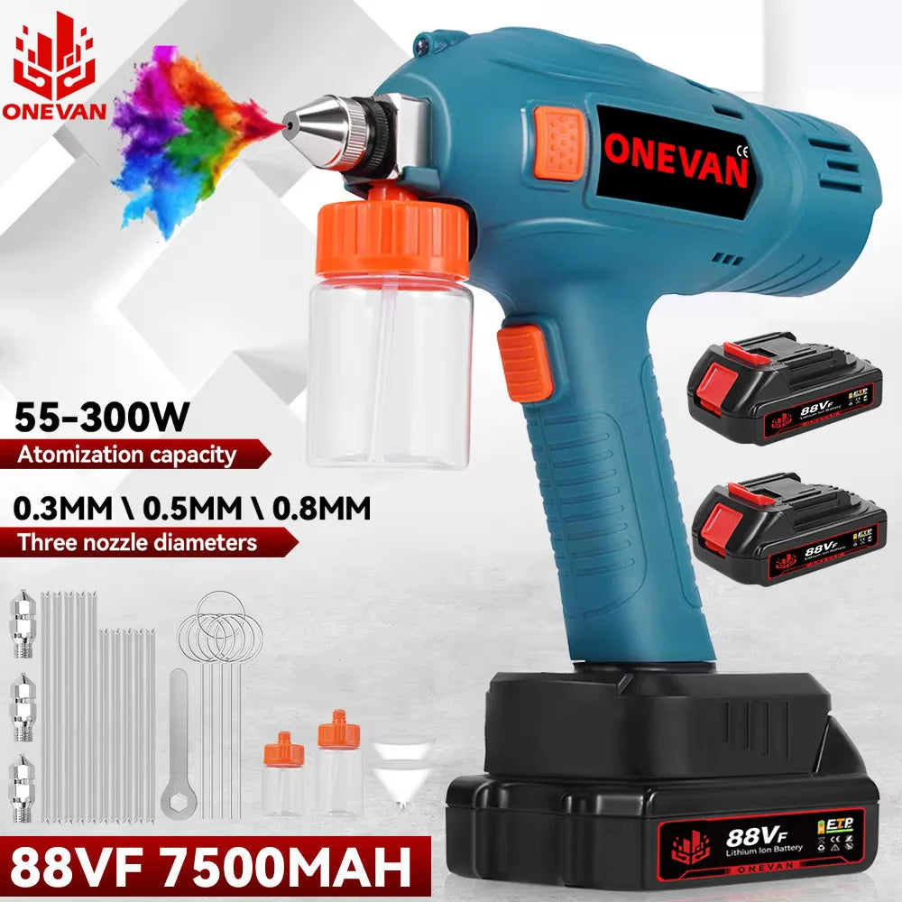 ONEVAN 100ML Electric Spray Gun Cordless Paint Sprayer Rechargeable Auto Furniture Steel Power Tools For Makita 18V Battery Pin