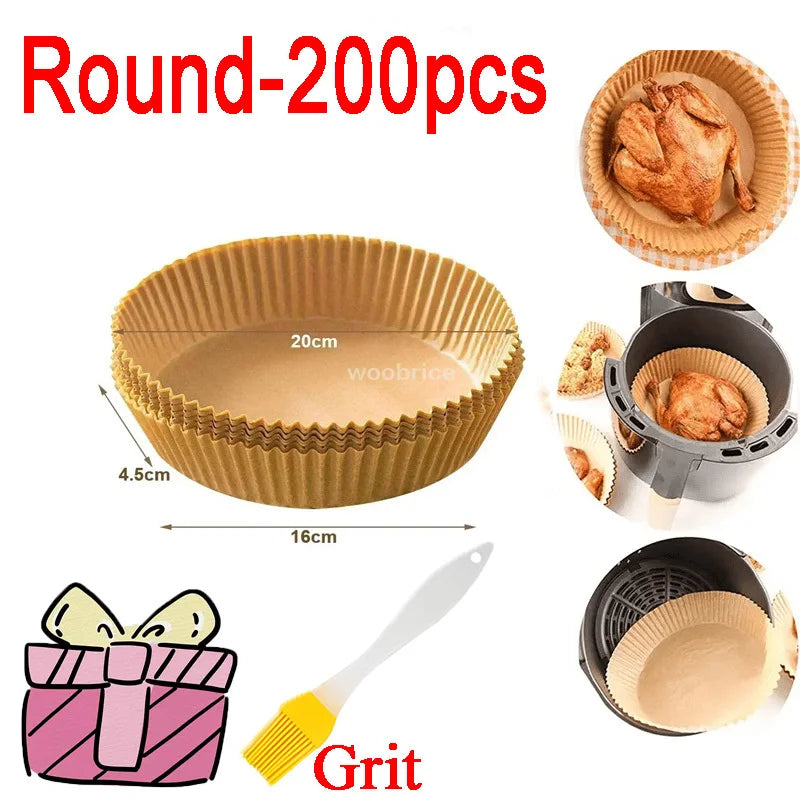 100-300pcs AirFryer Paper Food SiliconOil Paper Round Cake Papersin The Oven High Temperature Absorbent Paper Baking Accessories