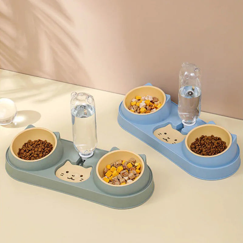 3 in 1 Pet Cat Feeder Pet Double Bowl for Cats Small Dogs Automatic Cat Water Dispenser Raised Kitten Food Bowl Cat Accessories
