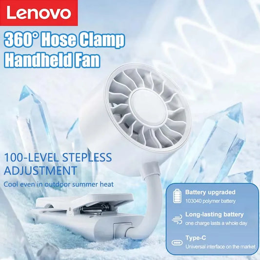 Lenovo Desktop Clip Small Fan Long-lasting Outdoor Hose Clip Mini Usb Charging Fan Suitable For Multiple Scenarios