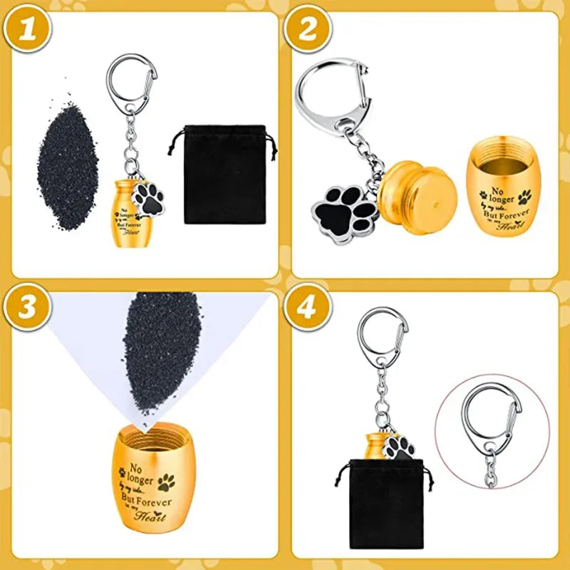 Pet Urn Keychain Dogs Ashes Keepsake Pet Hair Storage Jar Souvenir for Rabbit Kitty Bunny Dogs Pet Supplies