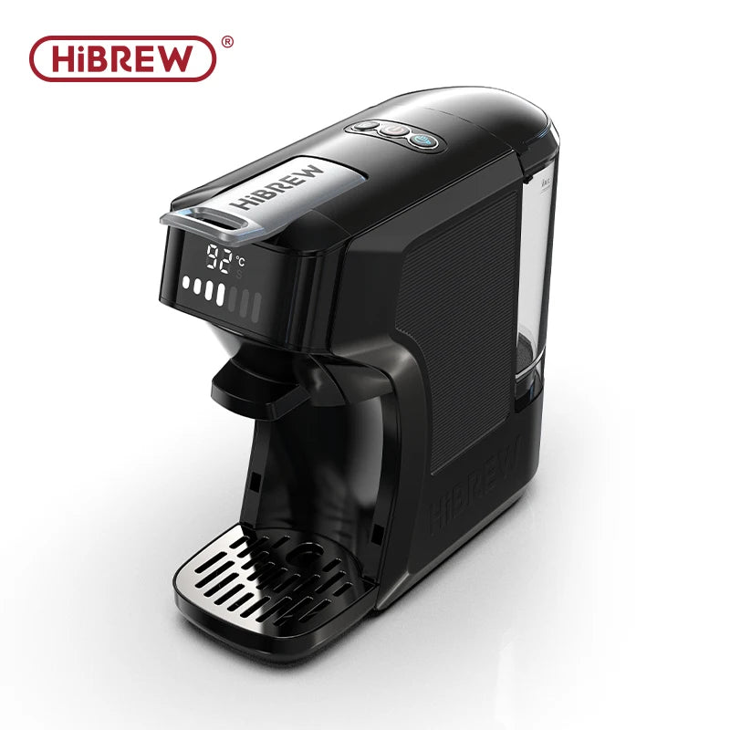 HiBREW H1C 5-in-1 Multicapsule-koffiemachine, 20 bar, PID-thermostaat, warme en koude extractie, volume en temperatuur in 7 stappen instelbaar, geschikt voor Nes en DG