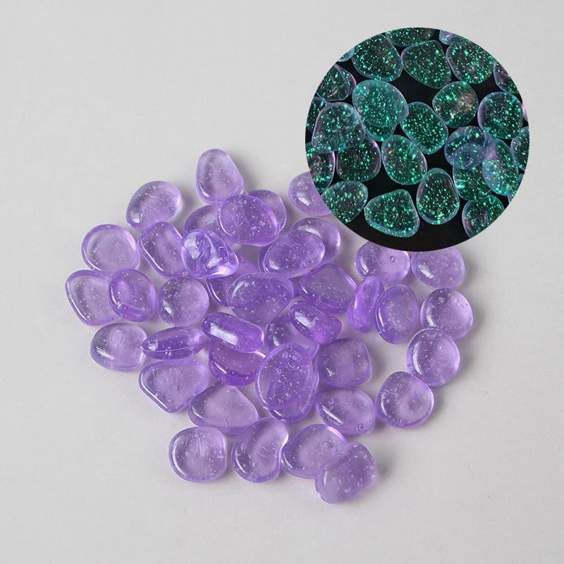 100pcs Luminous Stones in The Dark Pebbles Stones for Fish Tank Aquarium Aquatic Landscape Home Decor 2cm