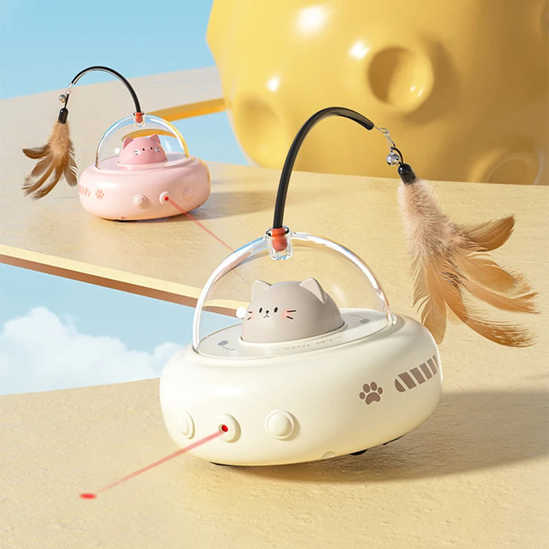 Smart Cat Laser Toy 2 in 1 Teaser Stick with Bell - Electric Moving Feather Kitten Toy for Cats - Quality Shopping Centre