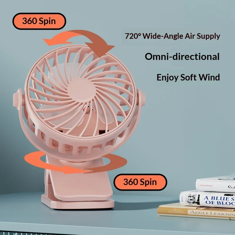 Lenovo Nieuwe draagbare oplaadbare clip-ventilator 720° draaibare hangende ventilator met nachtlampje luchtkoeler voor buiten kamperen