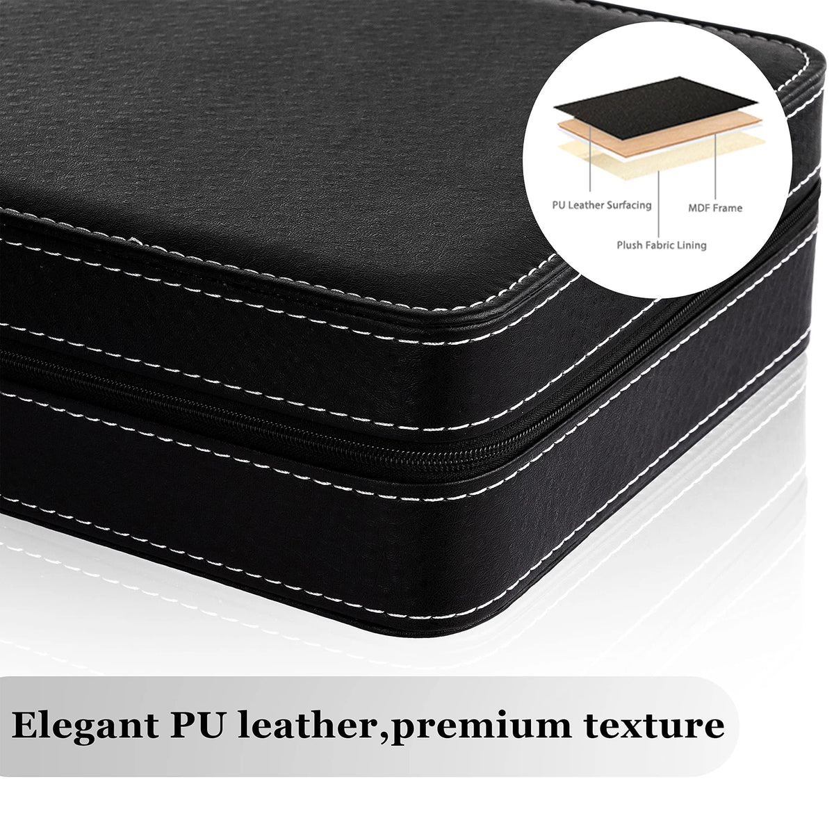 12/10/6 Slot Watch Organizer Box, Zippered Travel Case Luxury PU Leather Watch Storage Box,  Watch Collection Display Holder