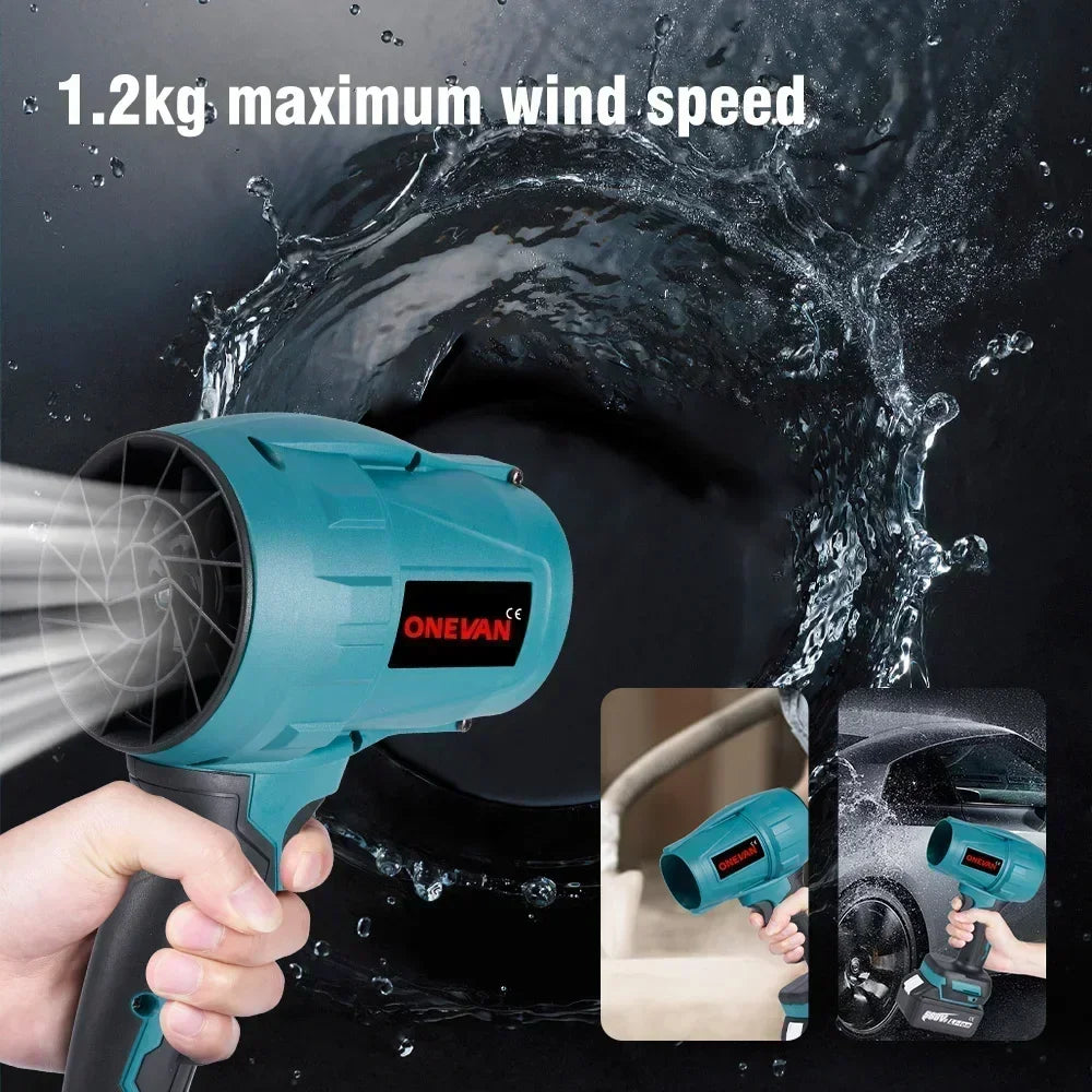 ONEVAN Brushless 3500W Electric Turbo Blower Jet Fan 350M/S Violent Car Dryer Snow Dust Blowing Tool For Makita 18V Battery Pin