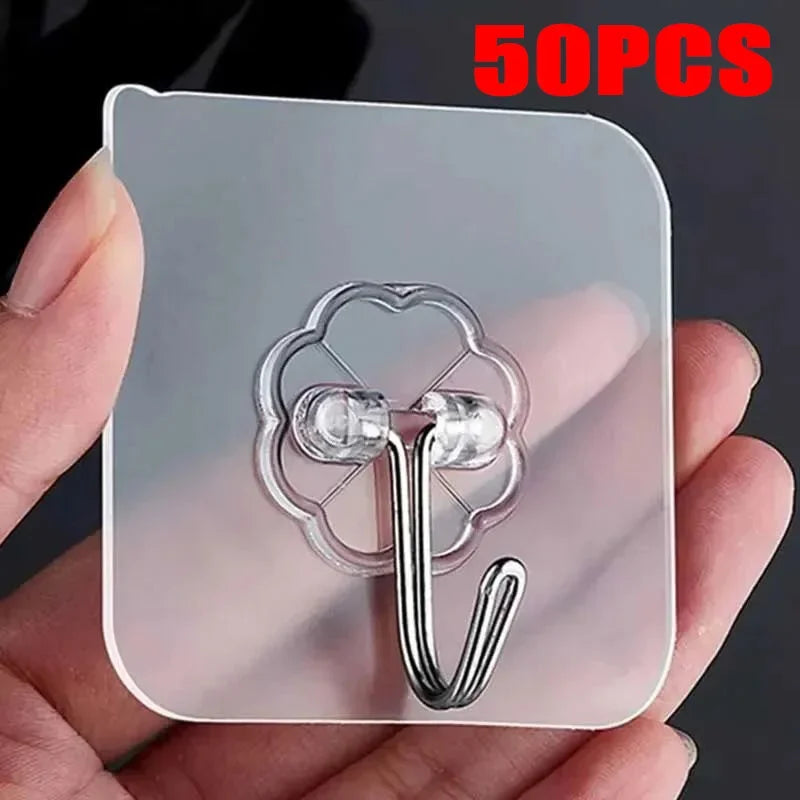 1-100Pcs Hooks Transparent Strong Self Adhesive Door Wall Hangers Hooks Suction Heavy Load Rack Cup Sucker for Kitchen Bathroom