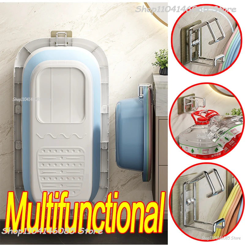 Stainless Steel Washbasin Hook Multifunction Punch-free Kitchen Bathroom Rack Basin Storage Rack Towel Hanging Holder