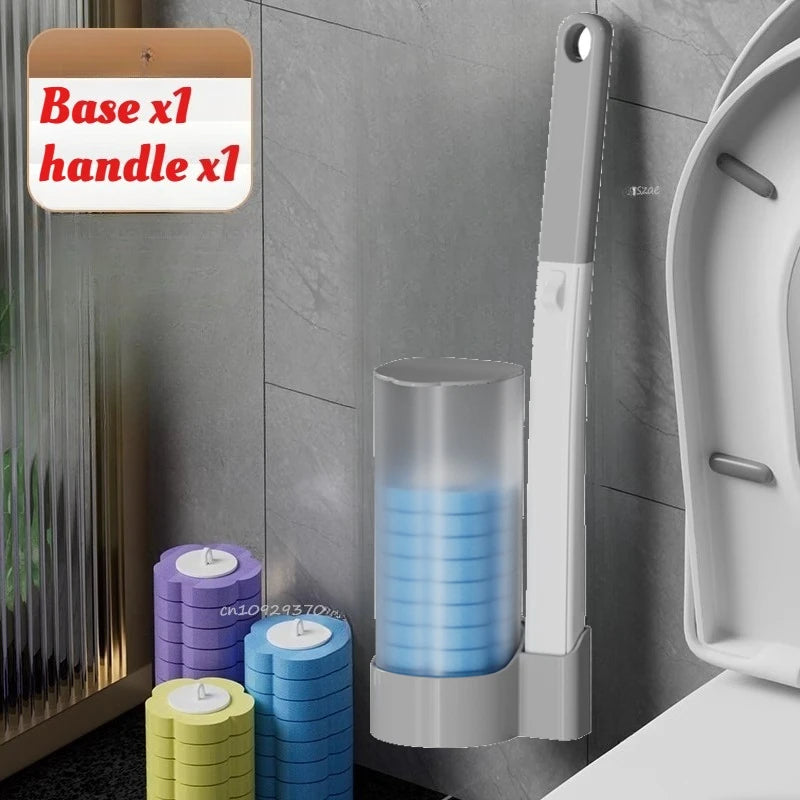 Disposable Toilet Brush Set Comes with Toilet Cleaner Long-Handled Cleaning Tool Replacement Head Sterile Cleaning Brush Head