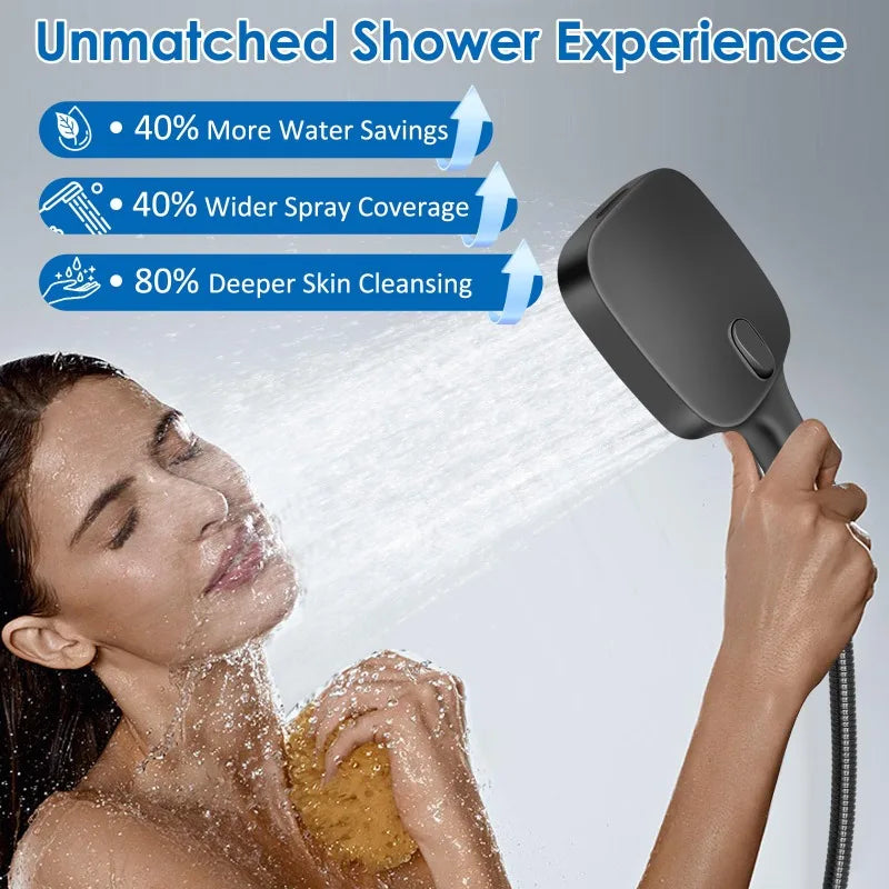 8 Modes Large Pressurized Shower Head Water Filter Antibacterial Shower Nozzle Purification Showerhead For Hotel Bathroom Use