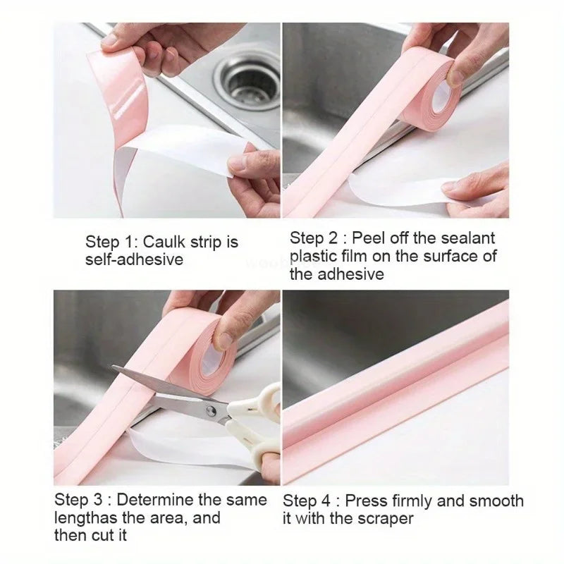 Bathroom Shower Sealing Tape PVC Bath Toilet Caulk Tape Self Adhesive Waterproof Mildew Proof Tapes For Kitchen Sink Wall Corner