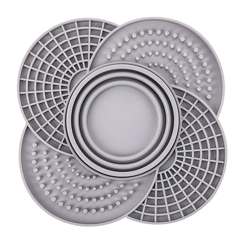 2 in 1 Silicone Dog Slow Feeder Mat with Foldable Bowl Pet Lick Mat for Dogs Cats Non-slip Puppy Slow Food Plate Dog Accessories