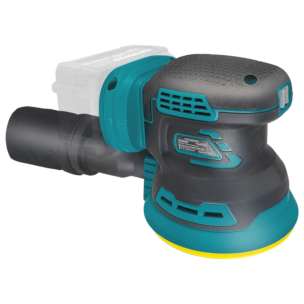 Ponceuse orbitale aléatoire sans fil PATUOPRO 125 mm, polisseuse électrique, ponceuse 3 vitesses compatible avec batterie Makita 18 V